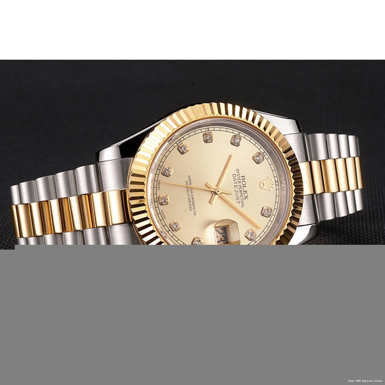 AAA Replica Watches And Gold Stainless Dial Tone Bracelet Datejust Bezel Case Two Steel Swiss Rolex 0824